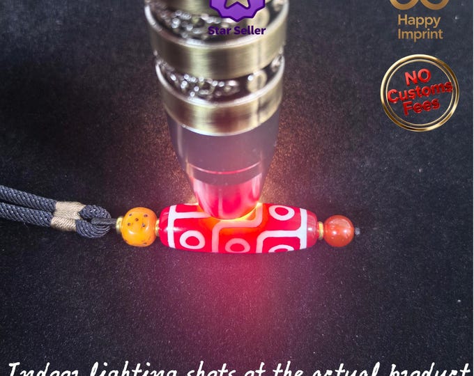 Himalayan Natural Agate Nine-Eyed Dzi Bead | Spiritual Awakening Amulet | Spiritual Aura Protective Talisman | Living Buddha-Blessed Gift