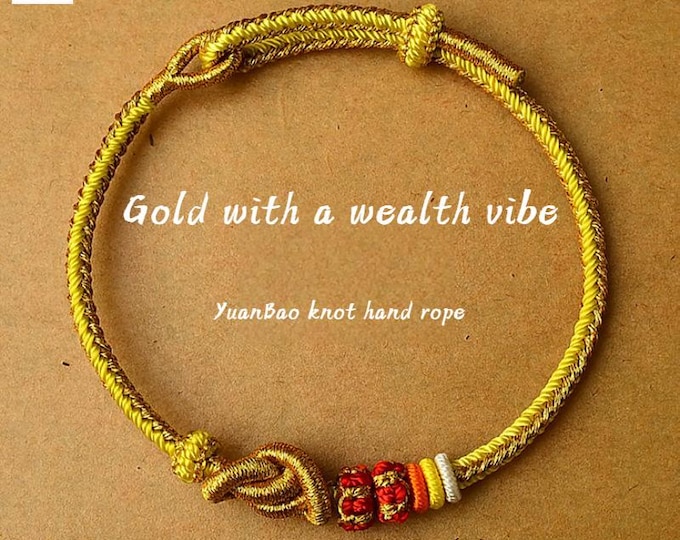 Yuanbao Knot / Lucky Knot Minimalist Chinese-style Handmade Woven Hand Rope (2 Colors)/Adjustable Bracelet/Handmade Jewelry/Cotton Bracelets