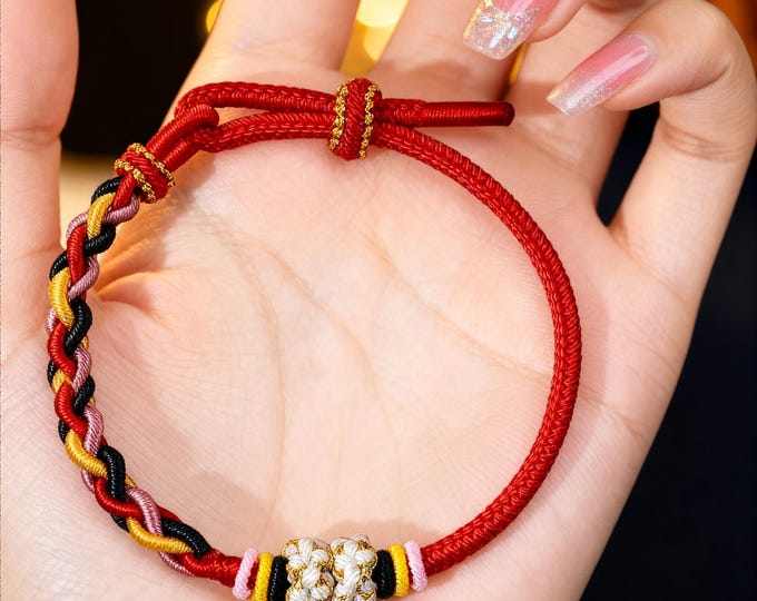 DIY Hand-Crafted Colorful Series - Red Adjustable Women's Woven Bracelets (12 Styles Available)/Lucky knots bracelet