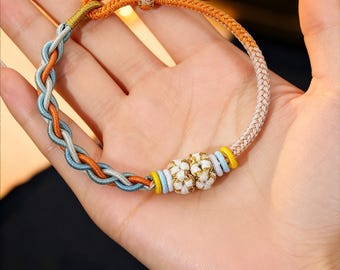 DIY Hand-Crafted Colorful Series - Orange Adjustable Women's Woven Bracelets (12 Styles Available)/Lucky knots bracelet