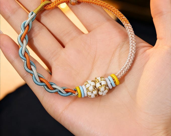 DIY Hand-Crafted Colorful Series - Orange Adjustable Women's Woven Bracelets (12 Styles Available)/Lucky knots bracelet