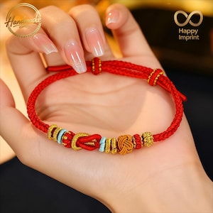 Handmade Custom Woven Red String Bracelet - Adjustable Blessing Matching Couple Bracelets, Unique Holiday Gifts