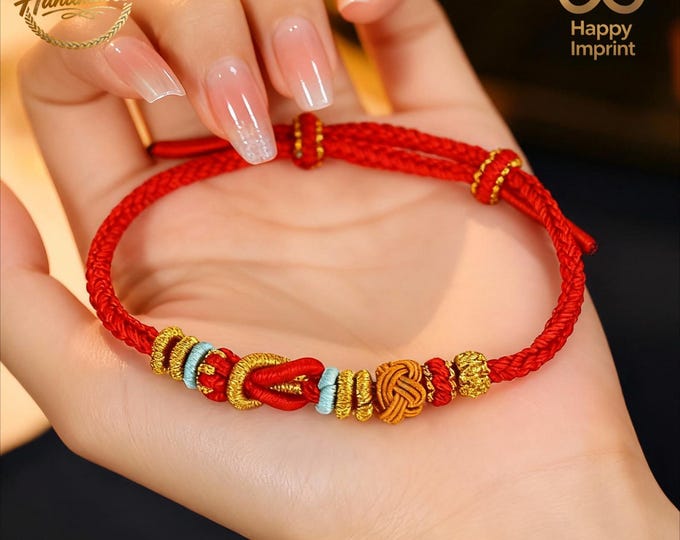 Handmade Custom Woven Red String Bracelet - Adjustable Blessing Matching Couple Bracelets, Unique Holiday Gifts
