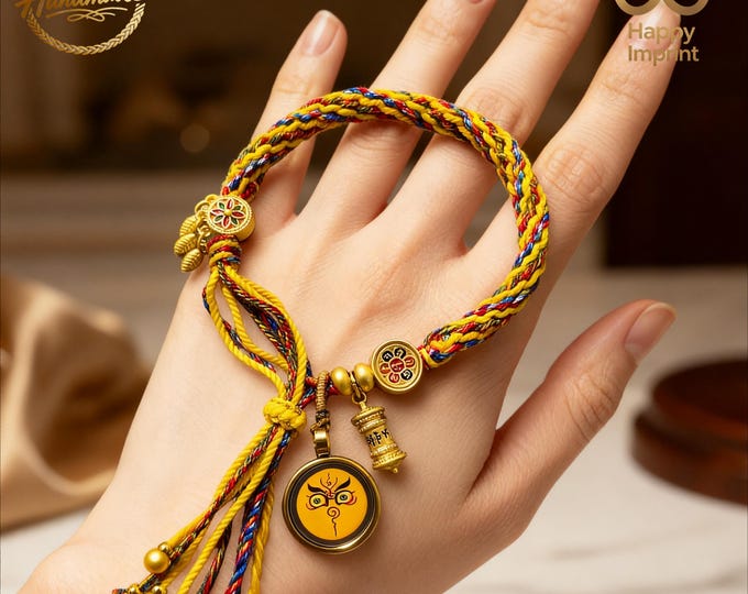 Hand-Woven Yellow Jambhala Feng Shui Bracelet | Energy Stabilizer Amulet | Energy Healing Gift (9 Styles Available)