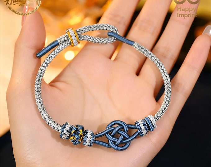 Handmade Custom Woven Good Luck Bracelet - Adjustable Couple Gift for Her & BFF