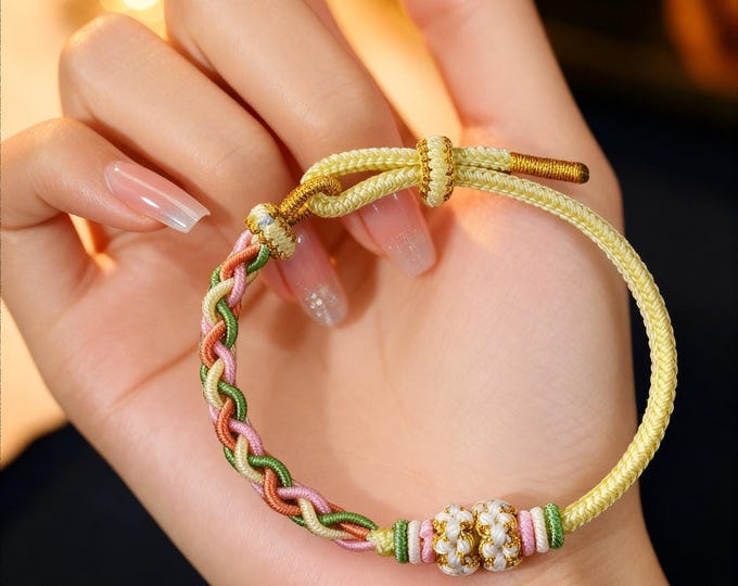 DIY Hand-Crafted Colorful Series - Yellow Adjustable Women's Woven Bracelets (12 Styles Available)/Lucky knots bracelet