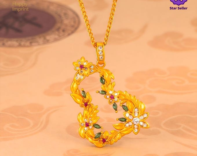 Personalized Gold-Plated Openwork Gourd Pendant Necklace – Sparkling Accents, Good Luck Talisman, Romantic Gift for Her