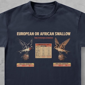 European African Swallow T-Shirt, Coconut Payload Parody Tee