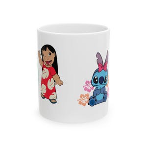 Tazza in ceramica Lilo Stitch, simpatica tazza da caffè Disney, regalo per gli amici, 11 oz, 15 oz. Opzioni