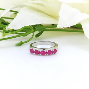 Natural Ruby Ring-925 Sterling Silver Ring-July Birthstone Ring-Ruby Silver Ring-Stackable Ring-Oval Gemstone Ring-Wedding Gift for Her