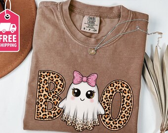 Boo-Jee Ghost Shirt, Leopard Ghost Shirt, Ghost Coffee Shirt, Funny Fall Shirt, Ghost Tee, Girly Halloween Gift, Boojee Shirt