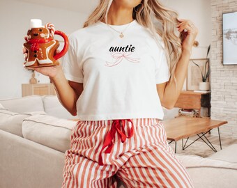 Auntie Crop Top, Christmas Gift for Auntie, New Aunt Gift, Pregnancy Announcement TShirt, Auntie Shirt, Aunty Birthday Gift