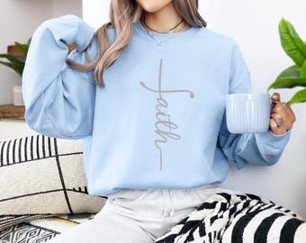Faith Sweatshirt, Faith Gift, Christian Sweatshirt, Faith Cross Sweatshirt, Christian Gift, Love and Grace Hoodie, Vertical Cross Sweatshirt