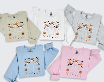 Dancing Skeleton Sweatshirt, Skeleton Halloween Shirt, Womens Halloween Shirt, Halloween Party Shirt, Cute Halloween Gift, Fall Graphic Tee