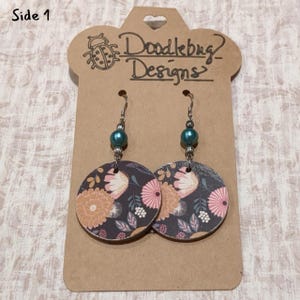 Handmade Floral & Leaf Wooden Dangle Earrings – Lightweight Printed Jewelry, Cute Gift for Teens and Women