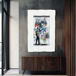 Tower of David Painting – Original 3D Mixed Media Judaica Painting by Oz El Hai, Israeli Art on Wood, Jerusalem Contemporary Wall Decor