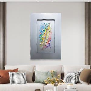 3D Flute Painting – Original Mixed Media Painting by Oz El Hai, Art on Wood, Colorful Israeli Art with Metal Butterflies and Musical Theme