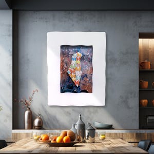 Map of Israel – Original 3D Mixed Media Painting by Oz El Hai, Colorful Judaica Wall Art with Butterflies, Modern Israeli Home Decor