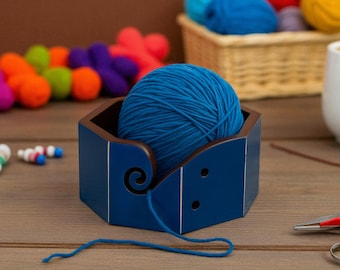 Handcrafted Solid Wood Yarn Bowl | Knitting & Crochet Holder