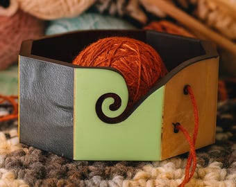 Handcrafted Solid Wood Yarn Bowl | Knitting & Crochet Holder