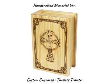 Cremation Urn for Human Ashes, Small Wooden Keepsake, Adult Memorial Ash Holder, Funeral Urn