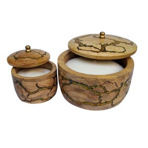 Salt Cellar Box Container Set of 2 Pcs - Wooden Salt and Pepper shaker organizer
