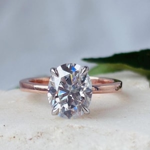 3ct Oval Cut Moissanite Engagement Ring, Oval Solitaire Moissanite Ring, 14k Solid Gold Ring, Anniversary Gift Ring, Bridal Ring, Daily Ring