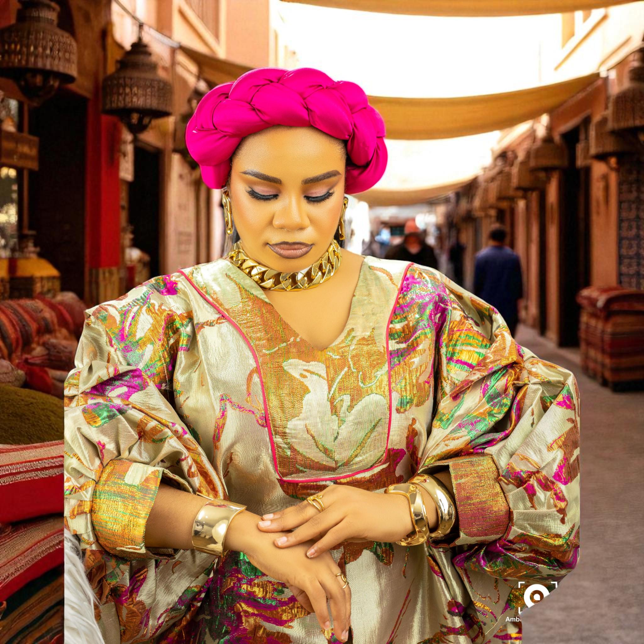 Fuchsia Satin Gele Headwrap with Floral Accent

GEL8 0326 Auto Gele Ready to Wear, Wine Dupion Raw Silk Ruffles Style  main image 3