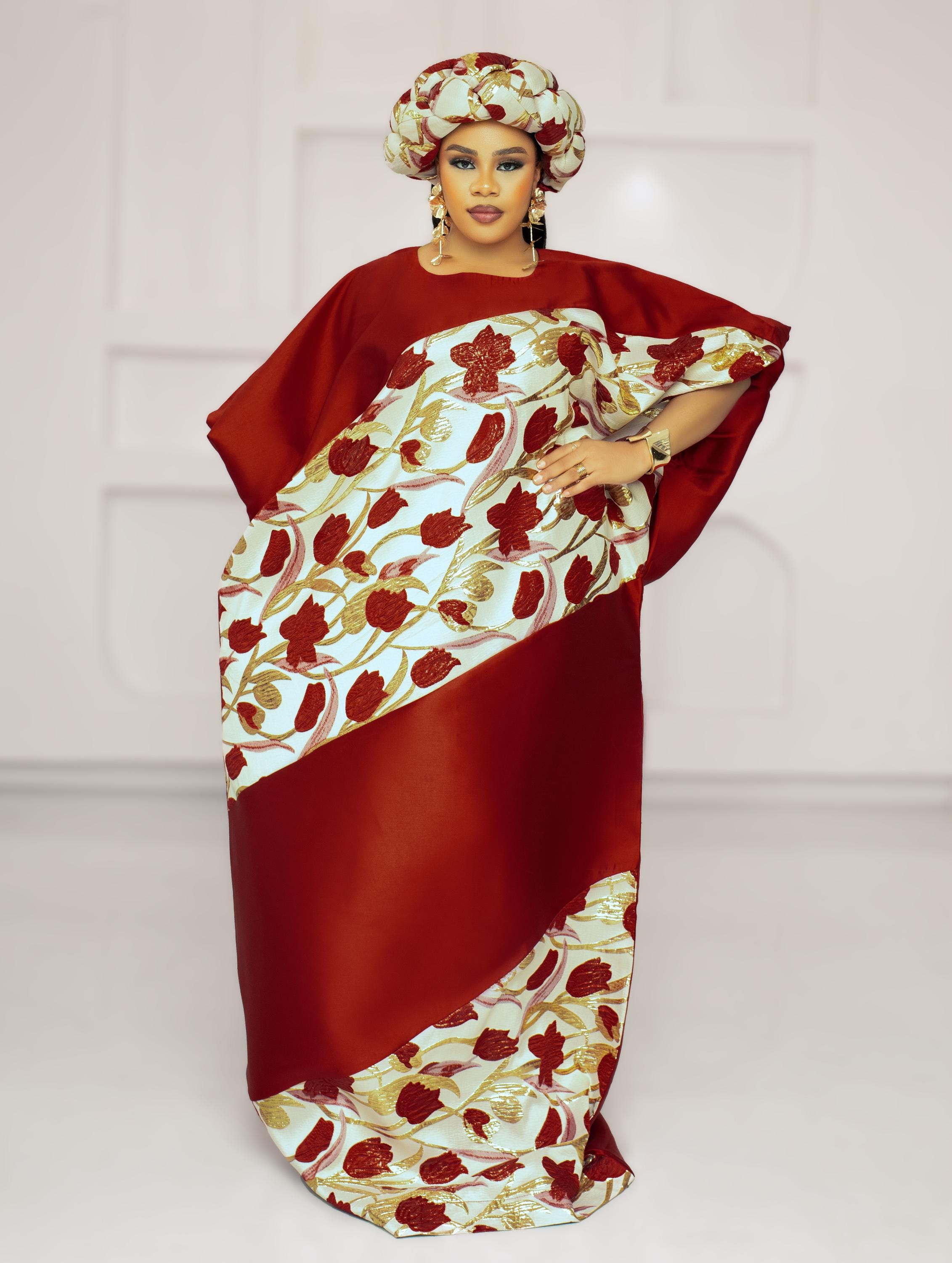 Burgundy and Gold African Wedding Dress - Etsy
