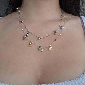 Lily of the Valley Flower Layer Necklace, Gold Silver Lily of the Valley Pendant Charms, Dainty Flower Necklace, Gift for Her