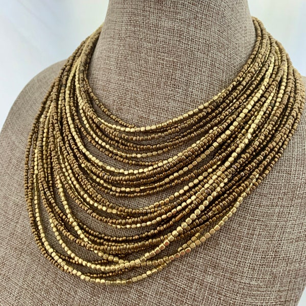 Multi Strand Gold Statement Necklace