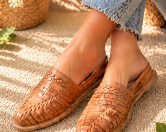 Zapatos Huarache para Mujer de Piel Mexicana | Zapatos de Piel Tejidos a Mano