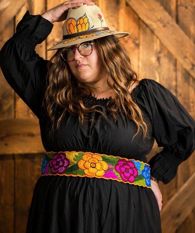 Cinturón Mexicano Bordado Floral | Faja Artesanal Ajustable | Boho