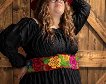 Mexican Embroidered Belt Floral | Boho Waist Tie Belt | Adjustable Faja | Festival Outfit | Hecho en México