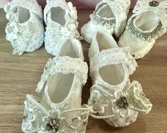 Baby Girl Baptism Shoes White | Infant Christening Shoes | Soft Sole Baby Shoes | Zapatos de Bautizo Niña Bebé Blanco