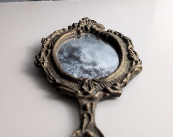 Splendido specchio antico in bronzo dalla Francia - anni '30