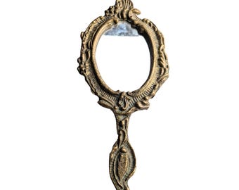 Exquisiter Bronze Antiker Handspiegel aus Frankreich - 1930er Jahre