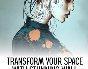 Cyberpunk Woman Art Print, Dark Feminine Portrait, Futuristic Wall Decor (Digital Download)