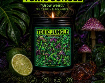 Psychedelic Mushroom Soy Candle – stoner gift- Trippy Jungle, Weird Home Decor