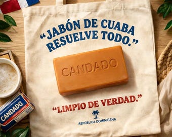 Custom Jabón de Cuaba Tote Bag, Dominican Abuela Gift, Candado Soap Canvas Bag