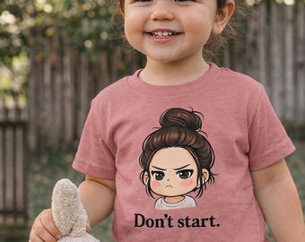 Toddler Grumpy Chibi T Shirt – Sarcastic Messy Bun T-Shirt, Funny kids Apparel