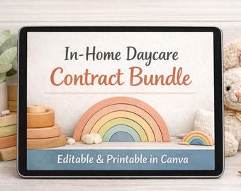 In-Home Daycare Contract Bundle | Editable Childcare Enrollment Forms | Canva Printable Templates