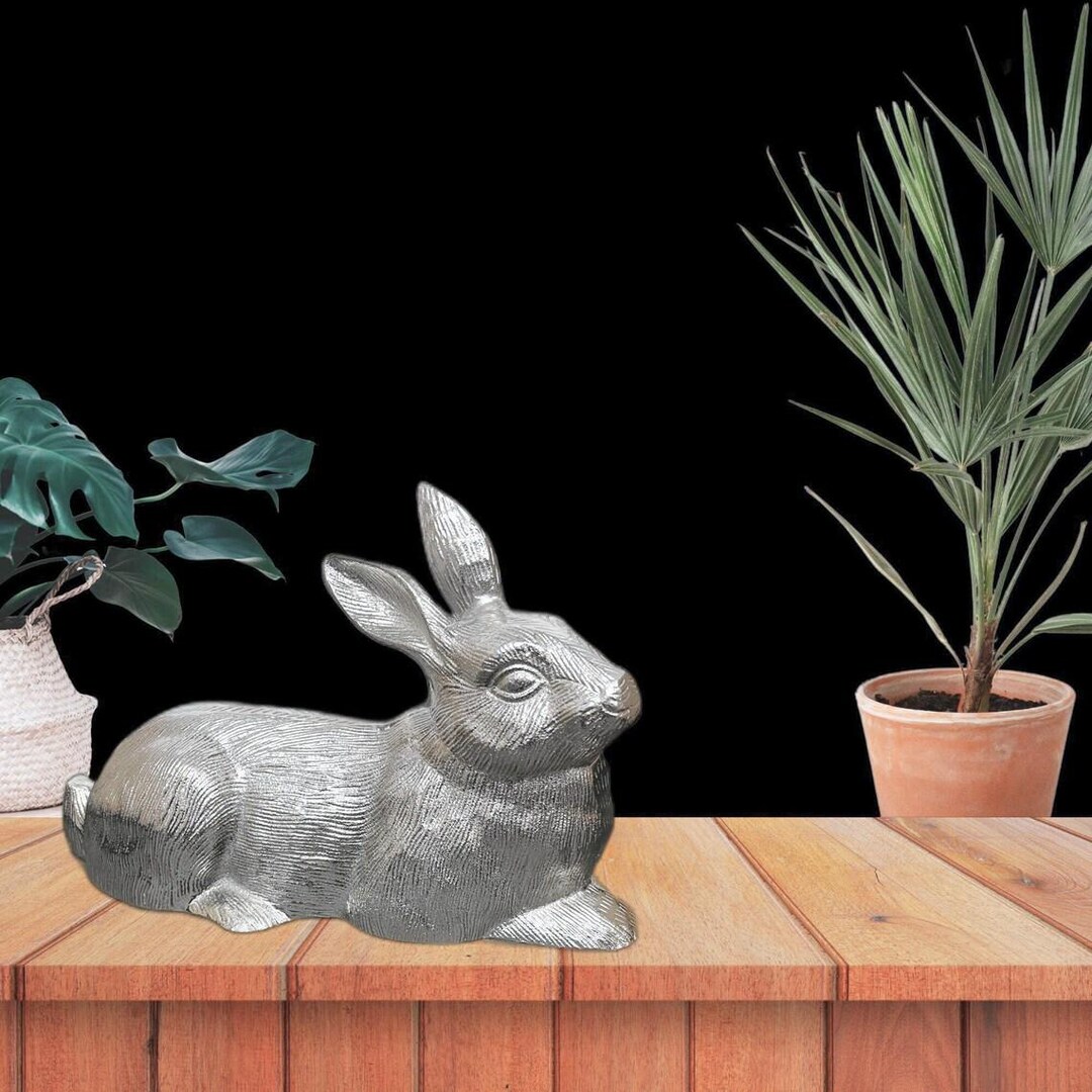 Aluminum Rabbit Sculpture Modern Animal Figurine Tabletop or Garden ...