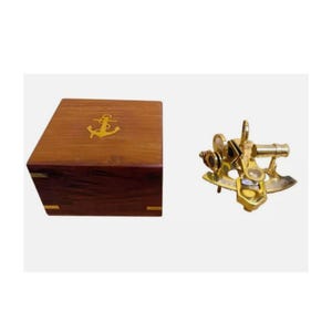 Brass Sextant with Rosewood Box: Vintage Nautical Maritime Collectible