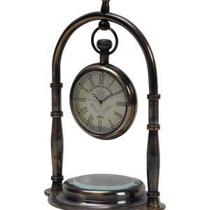 Vintage zwart antiek koperen kompas - nautisch maritiem navigatiehulpmiddel, verzameldecor, cadeau voor liefhebbers van ontdekkingsreizigers Tafeldecor