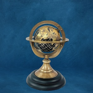 Handgefertigte Messing Armillarsphäre Globus Uhr/Karte - Vintage Kompass Astrolabium für Büro Schreibtisch & Home Dekor, einzigartig Maritim.