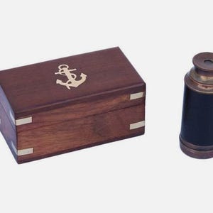 Antique Copper Spyglass Telescope: Vintage Brass Maritime Scope with Leather Wrap