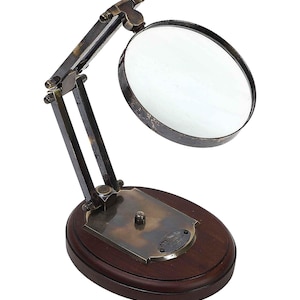 Antique Black Brass Magnifying Glass: Vintage Handheld Reading Lens