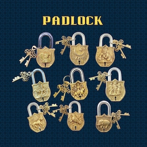 Vintage-Style Handcrafted Polished Brass Lock with 2 Keys Functional & Decorative Collectible | Multiple Designs | My Home Cottage Gift Item