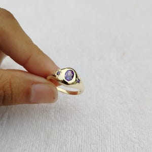 Dainty Oval Amethyst Ring: Sterling Silver Stacking Jewelry